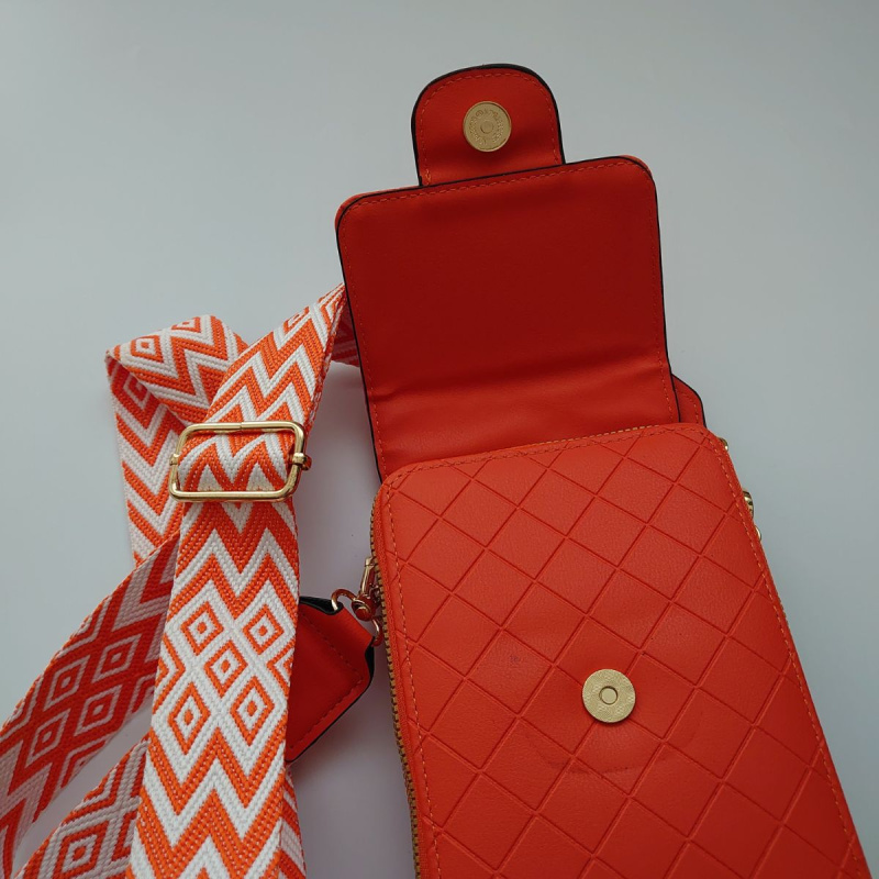 Dámska oranžová kabelka na mobil ALDEA