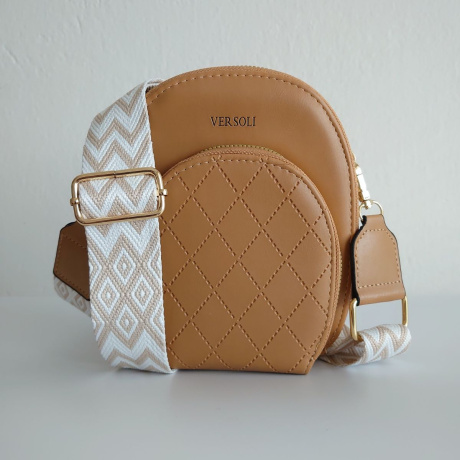 Dámska tmavobéžová crossbody kabelka, na mobil, cez telo