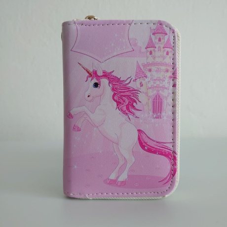 Detská peňaženka na zips s motívom jednorožca. So vzorom, s potlačou