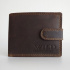 Kožená pánska hnedá peňaženka so zapínaním na patent (cvok).