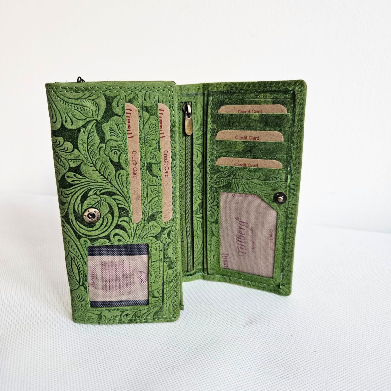 Dámska kožená zelená peňaženka KALEA