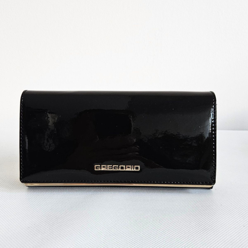 Dámska čierna kožená lakovaná peňaženka GREGORIO