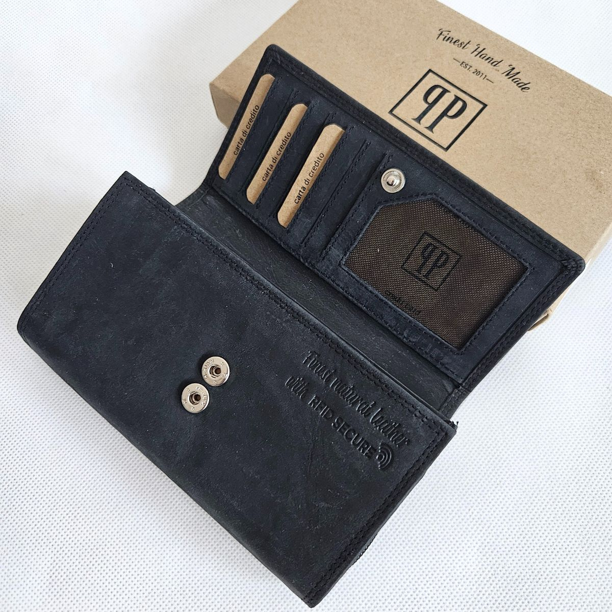 Čierna kožená dámska peňaženka Vintage