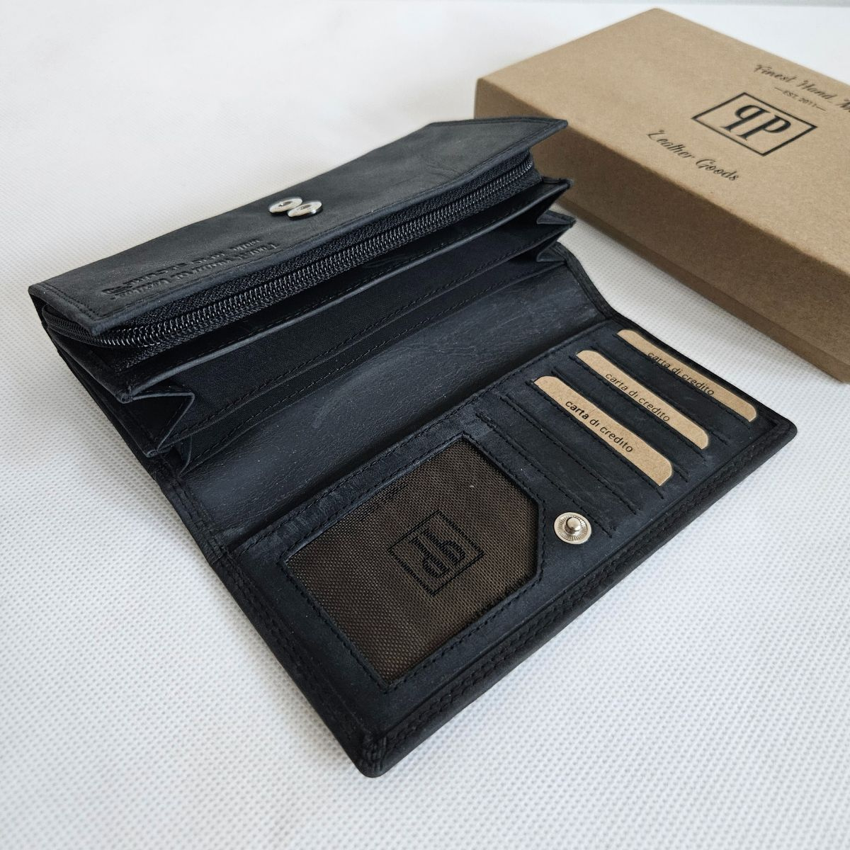 Čierna kožená dámska peňaženka Vintage