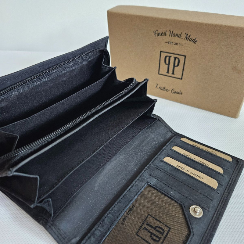 Čierna kožená dámska peňaženka Vintage