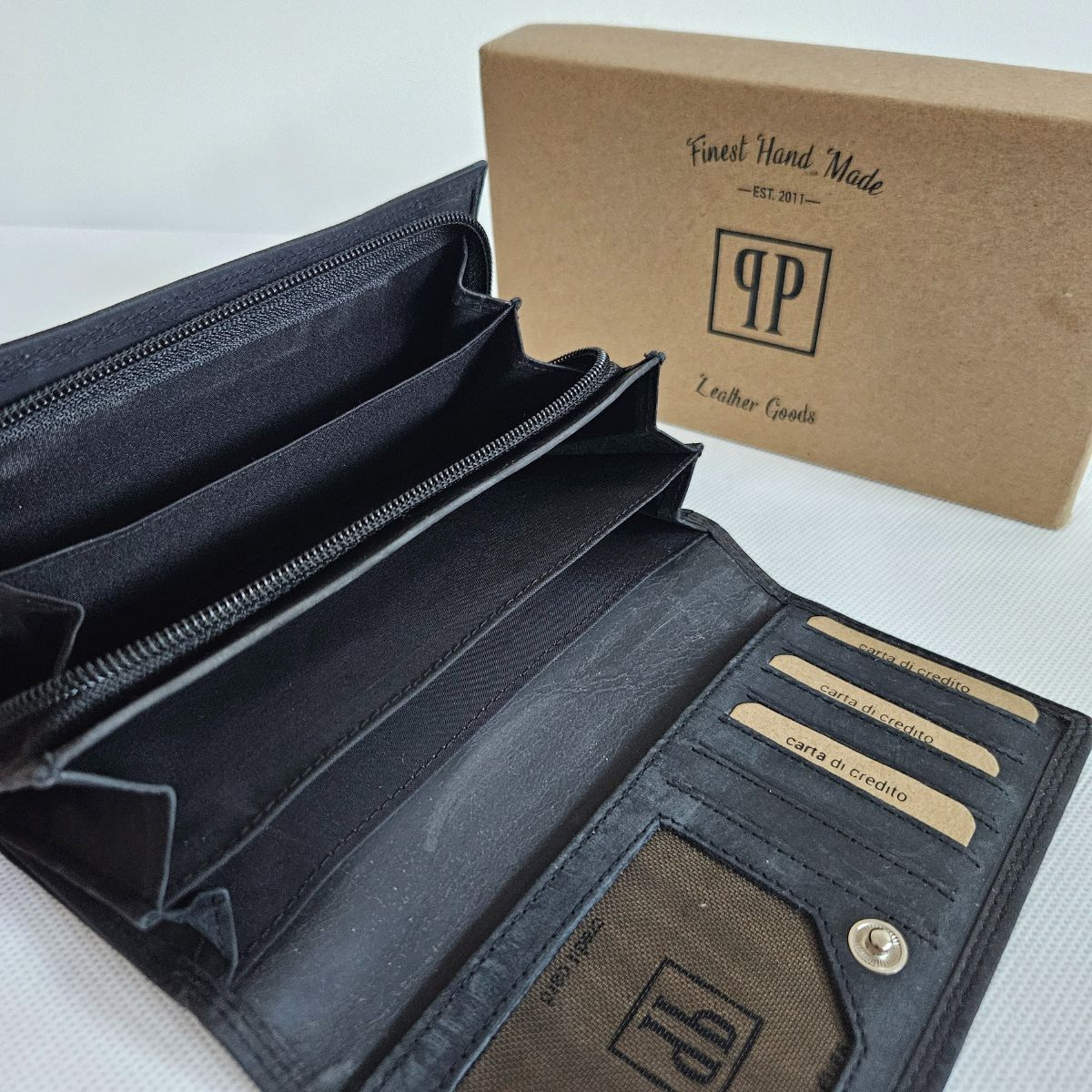 Čierna kožená dámska peňaženka Vintage