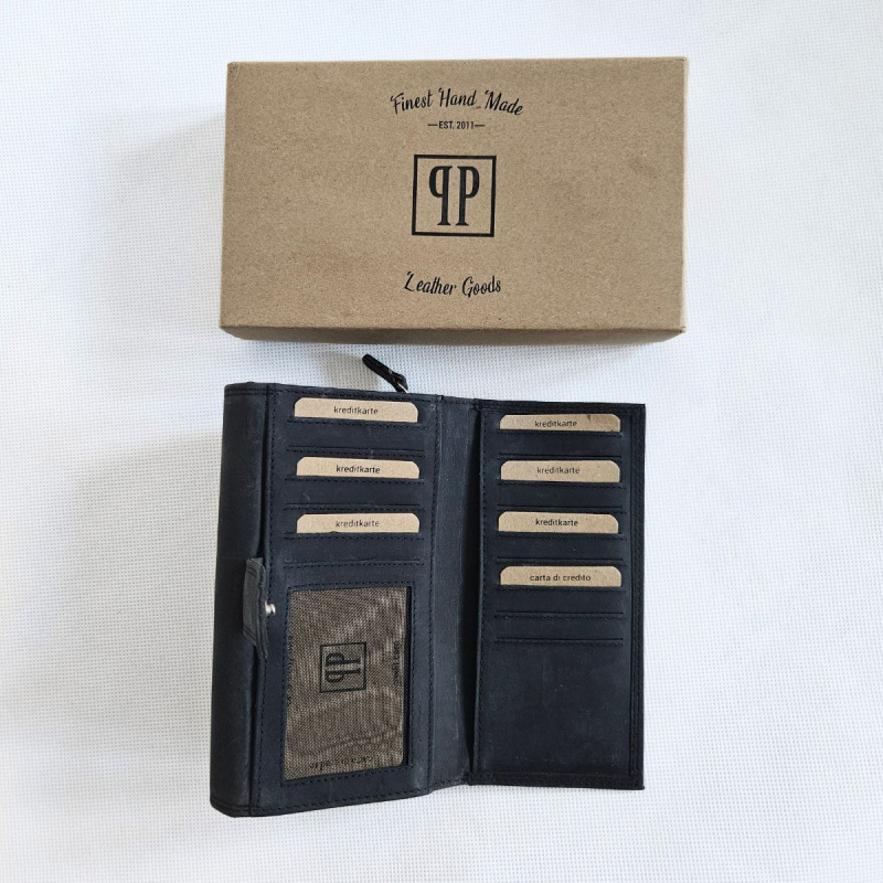 Čierna kožená dámska peňaženka Vintage