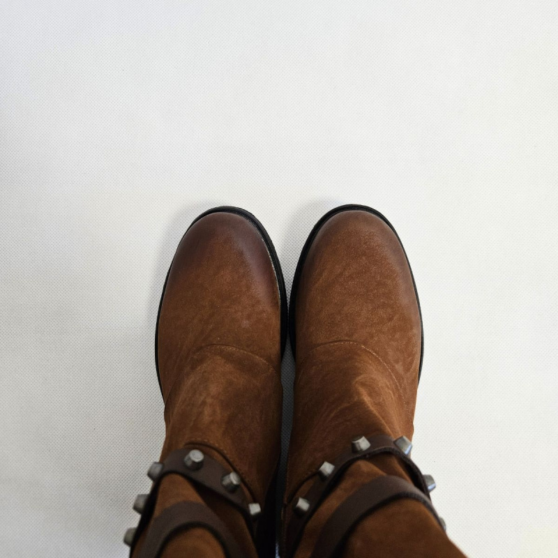 Dámske hnedé semišové čižmy HELA