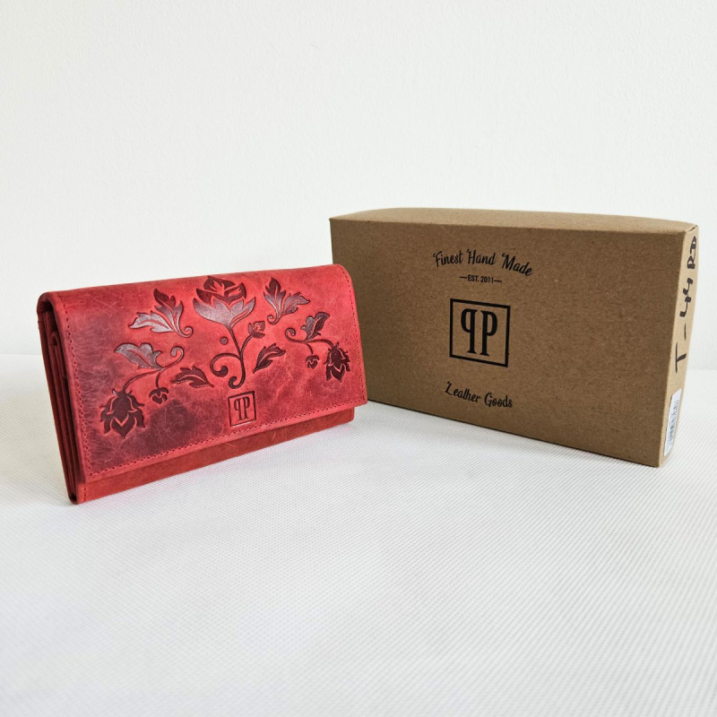 Červená dámska kožená peňaženka TALIA