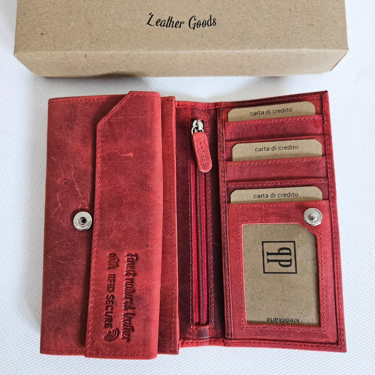 Červená dámska kožená peňaženka TALIA