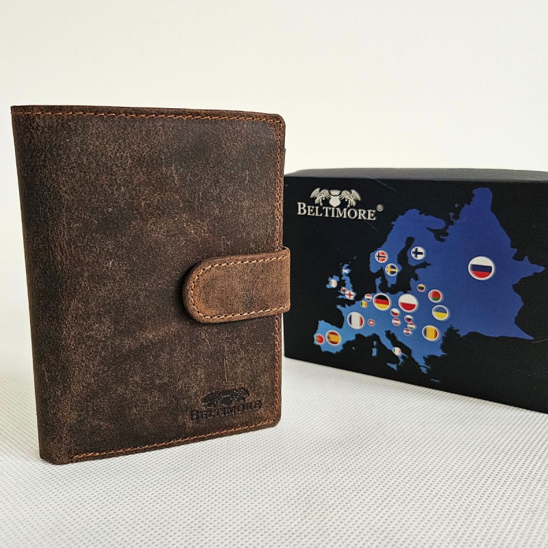 Pánska kožená hnedá peňaženka ALMIN