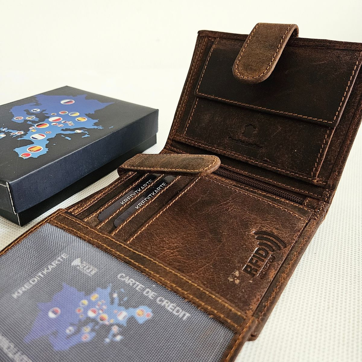 Pánska kožená hnedá peňaženka ALMIN