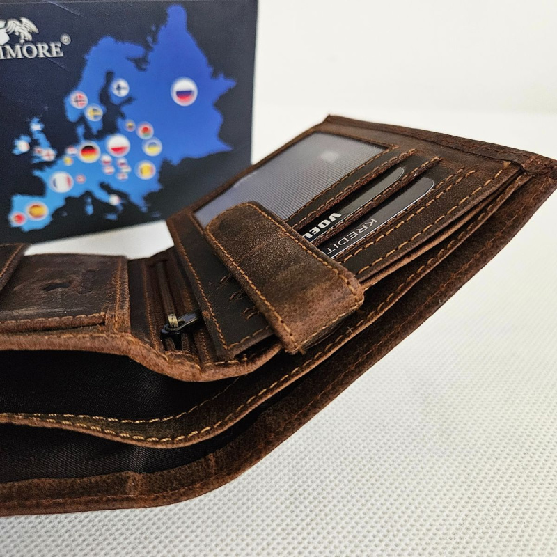 Pánska kožená hnedá peňaženka ALMIN