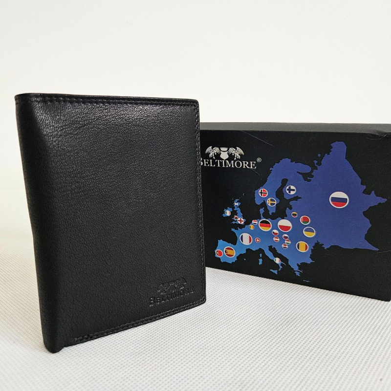 Pánska čierna kožená peňaženka LIAM