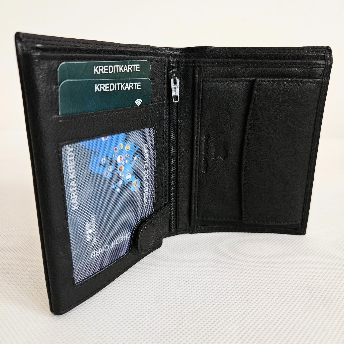 Pánska čierna kožená peňaženka LIAM