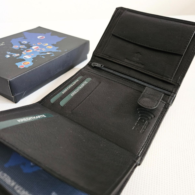 Pánska čierna kožená peňaženka LIAM