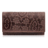 Dámska kožená hnedá veľká peňaženka s kvetinovým vzorom