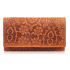 Dámska kožená oranžová veľká peňaženka s kvetinovým vzorom