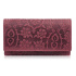 Dámska kožená ružová veľká peňaženka s kvetinovým vzorom