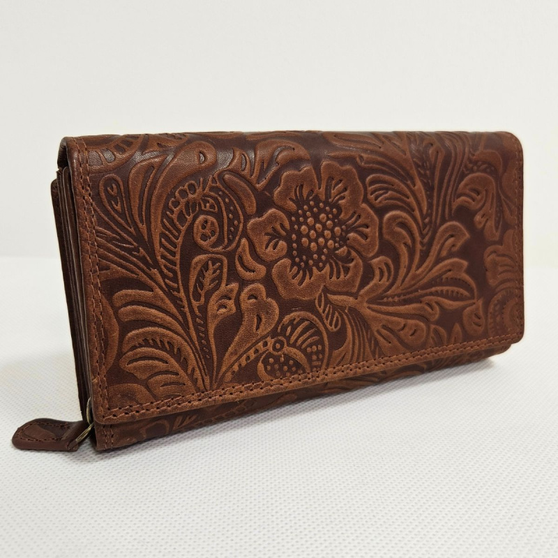 Dámska tmavohnedá peňaženka z pravej kože YVET