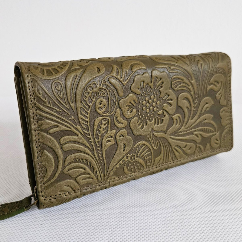 Dámska olivová peňaženka z pravej kože YVET