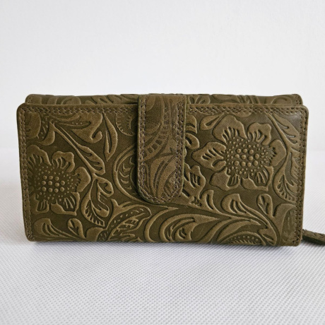 Dámska olivová peňaženka z pravej kože YVET