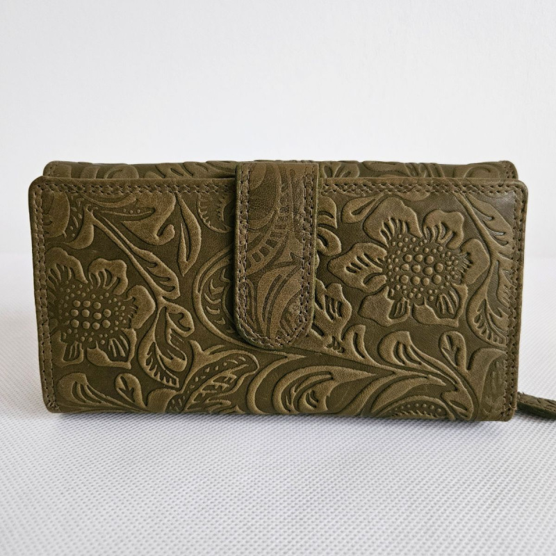 Dámska olivová peňaženka z pravej kože YVET