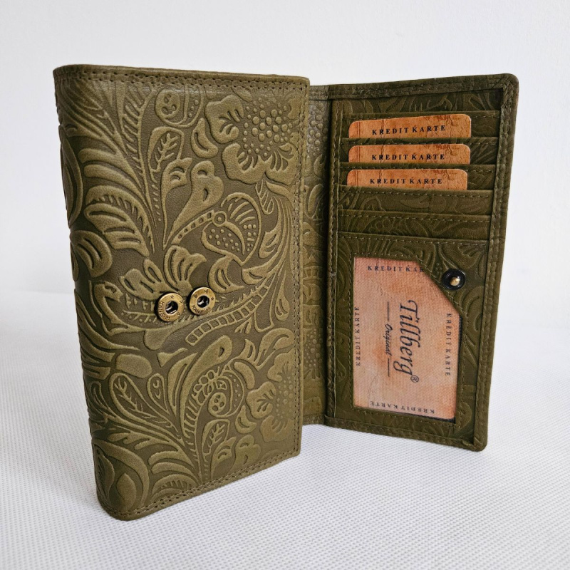 Dámska olivová peňaženka z pravej kože YVET