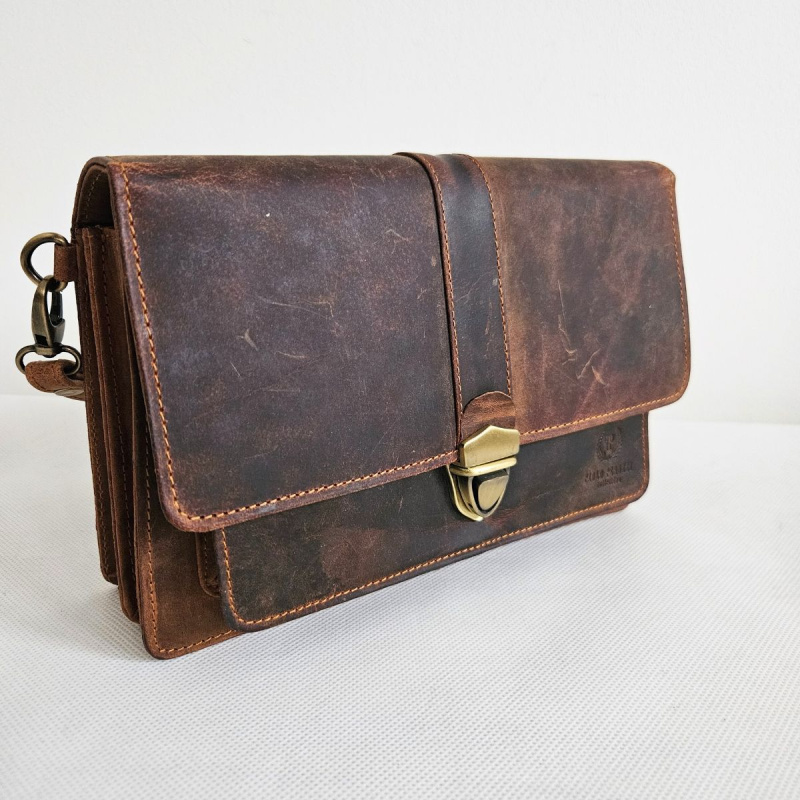 Hnedá vintage pánska kožená príručná taška ALMAR