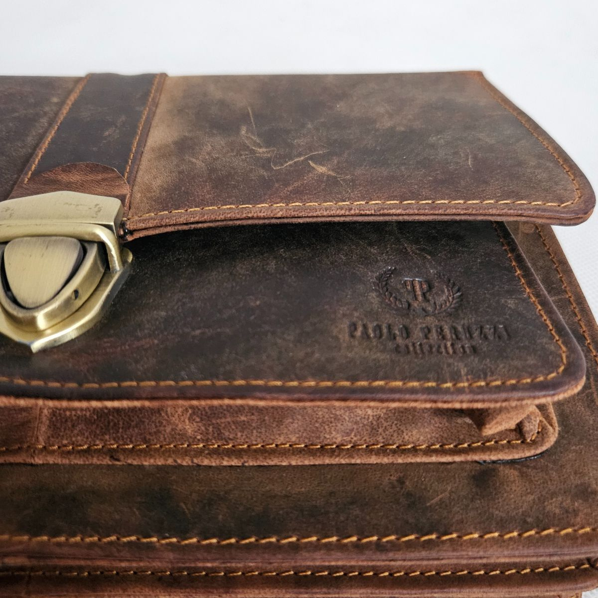 Hnedá vintage pánska kožená príručná taška ALMAR