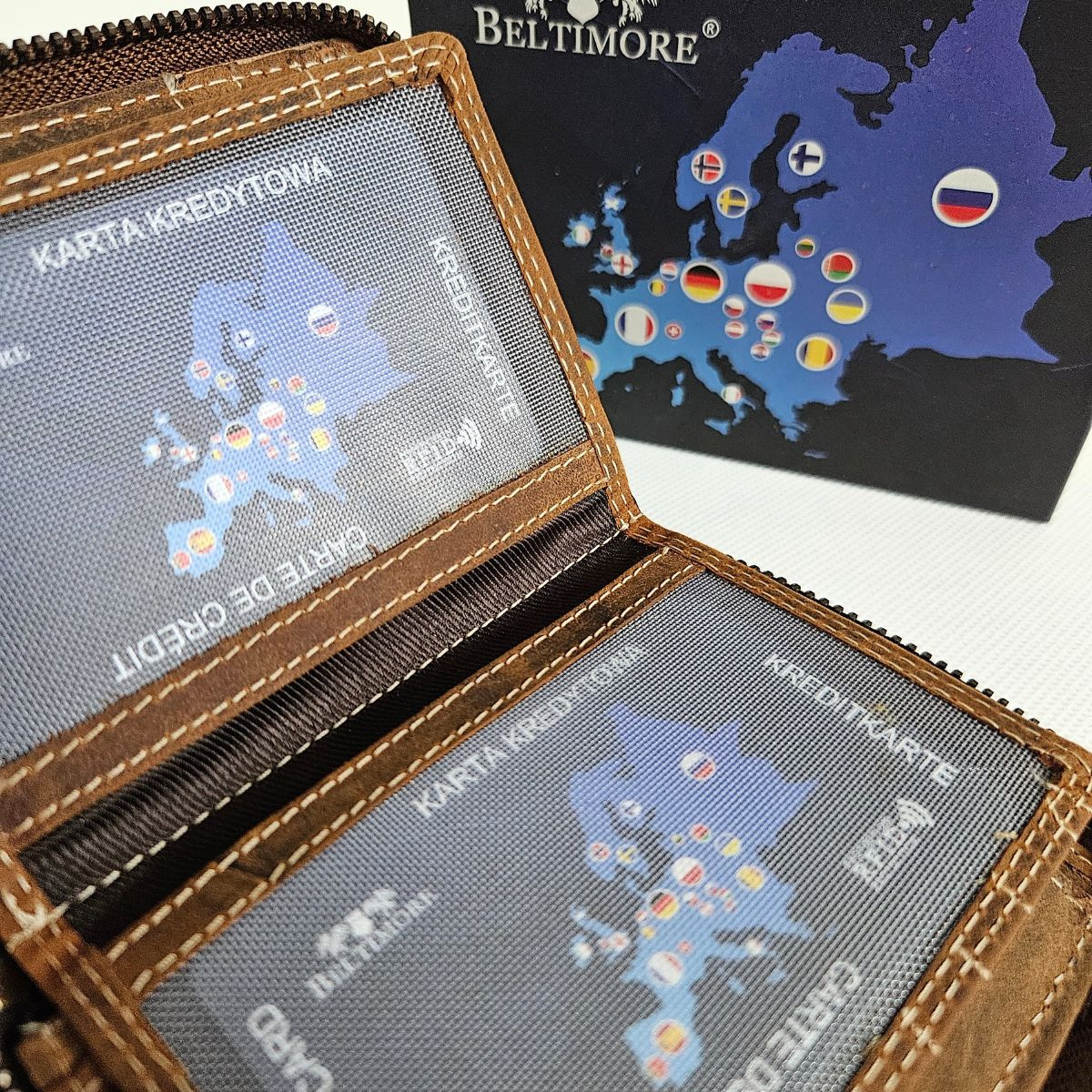 Pánska kožená svetlohnedá peňaženka na zips DIRK