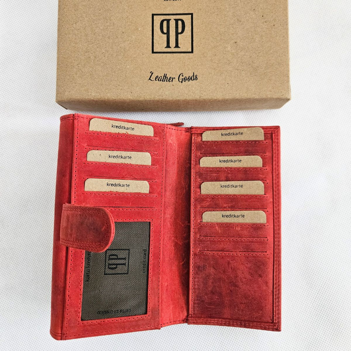 Červená kožená dámska peňaženka ANIKA