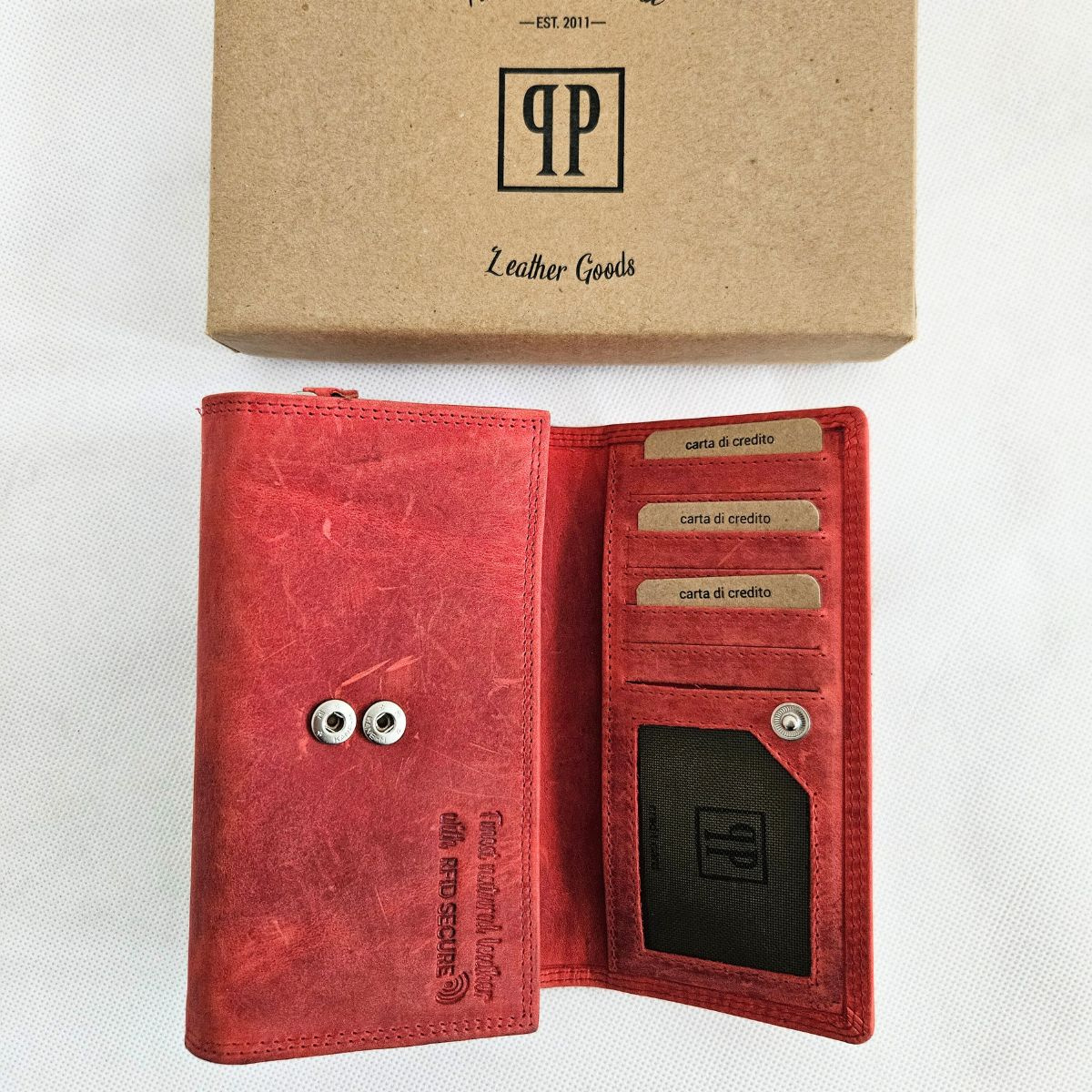 Červená kožená dámska peňaženka ANIKA