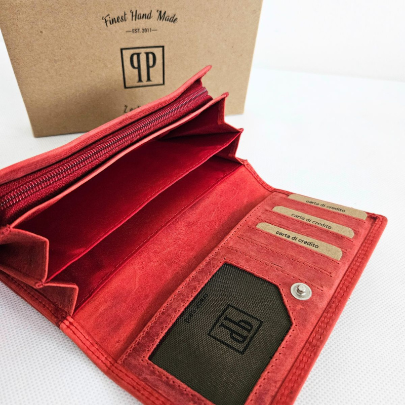 Červená kožená dámska peňaženka ANIKA