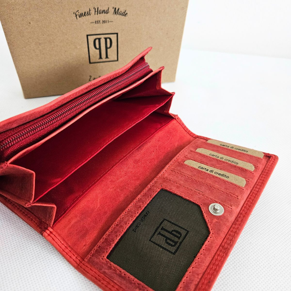 Červená kožená dámska peňaženka ANIKA