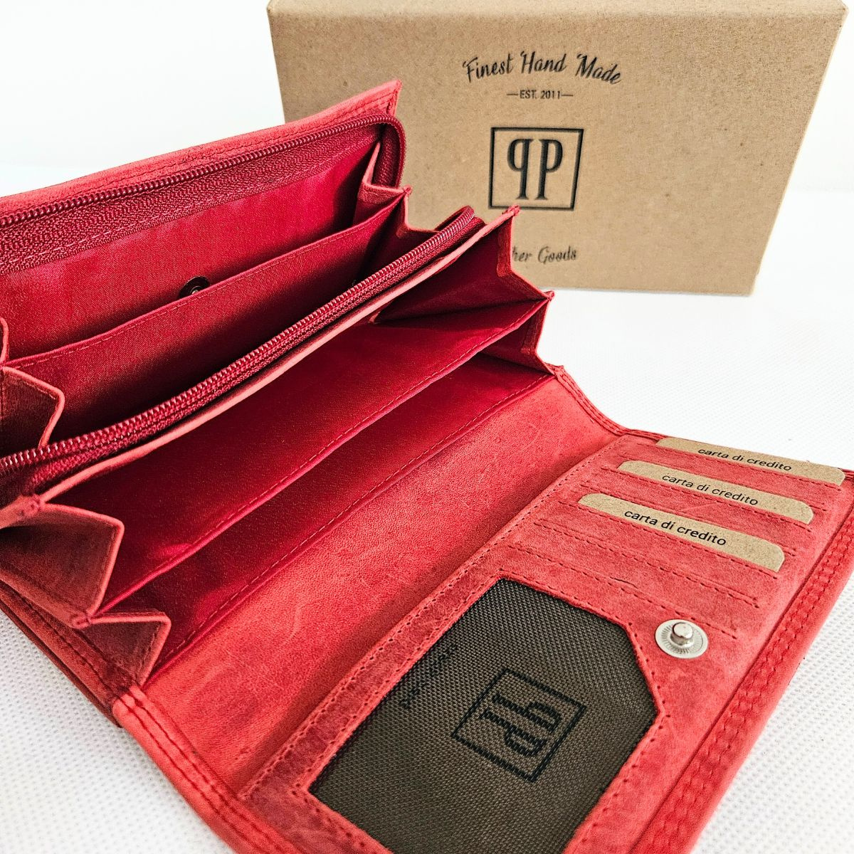 Červená kožená dámska peňaženka ANIKA