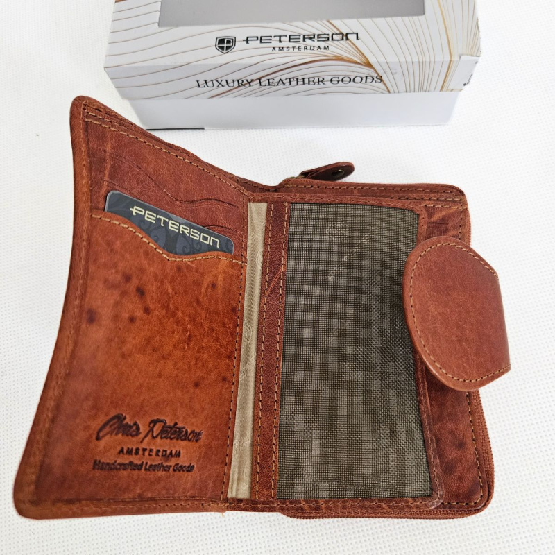 Kožená dámska koňaková peňaženka MARIBEL