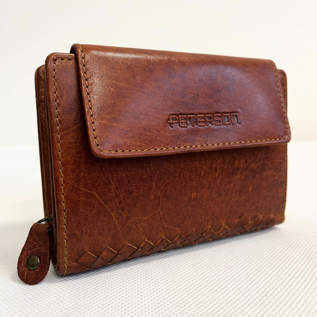 Kožená dámska koňaková peňaženka PRISMA