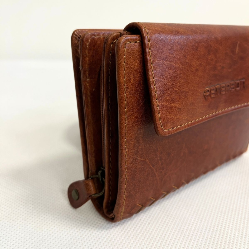 Kožená dámska koňaková peňaženka PRISMA