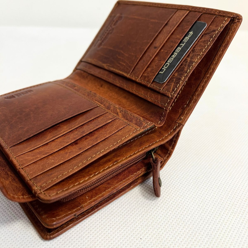 Kožená dámska koňaková peňaženka PRISMA