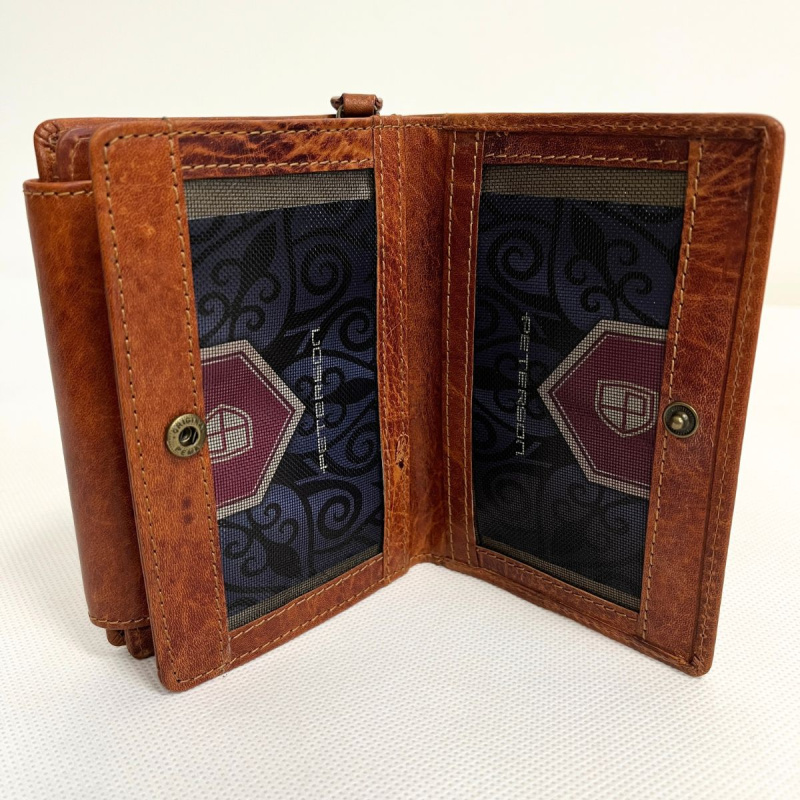 Kožená dámska koňaková peňaženka PRISMA