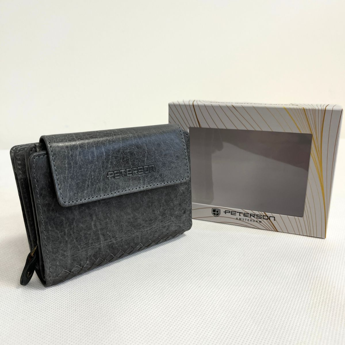 Kožená dámska sivočierna peňaženka PRISMA