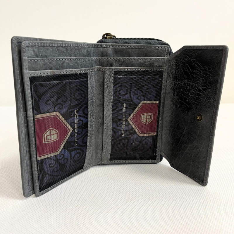 Kožená dámska sivočierna peňaženka SISSY