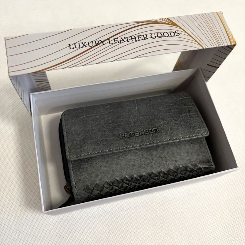 Kožená dámska sivočierna peňaženka SISSY