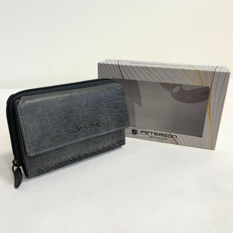 Kožená dámska sivočierna peňaženka SISSY