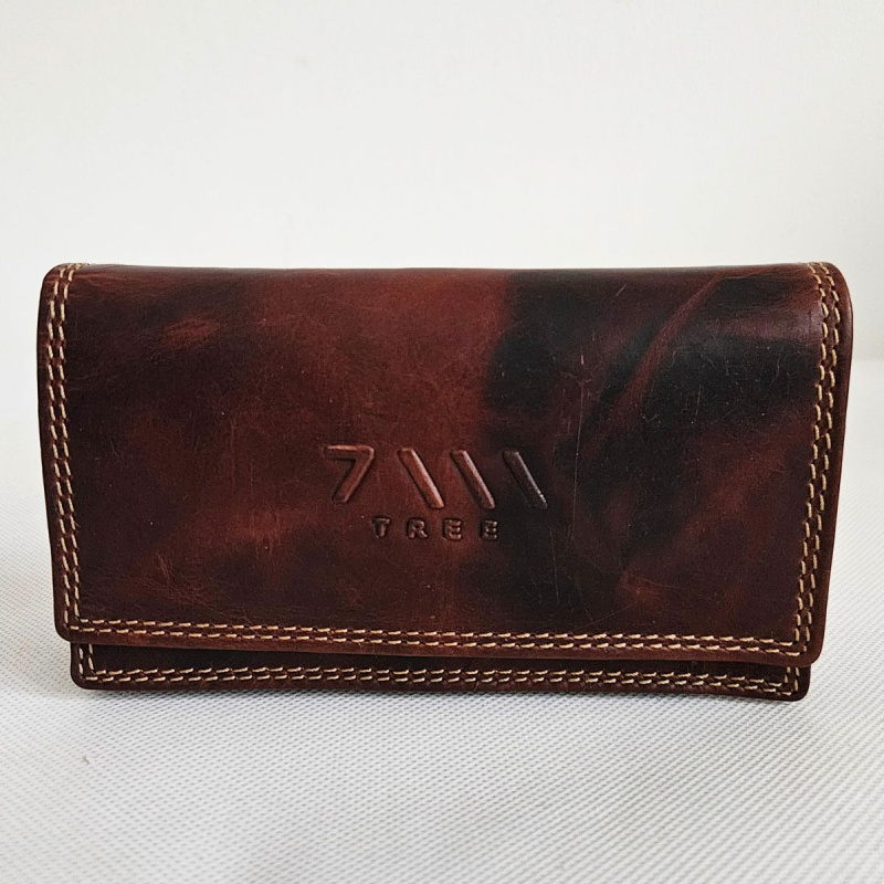 Tmavohnedá kožená peňaženka 7-TREE