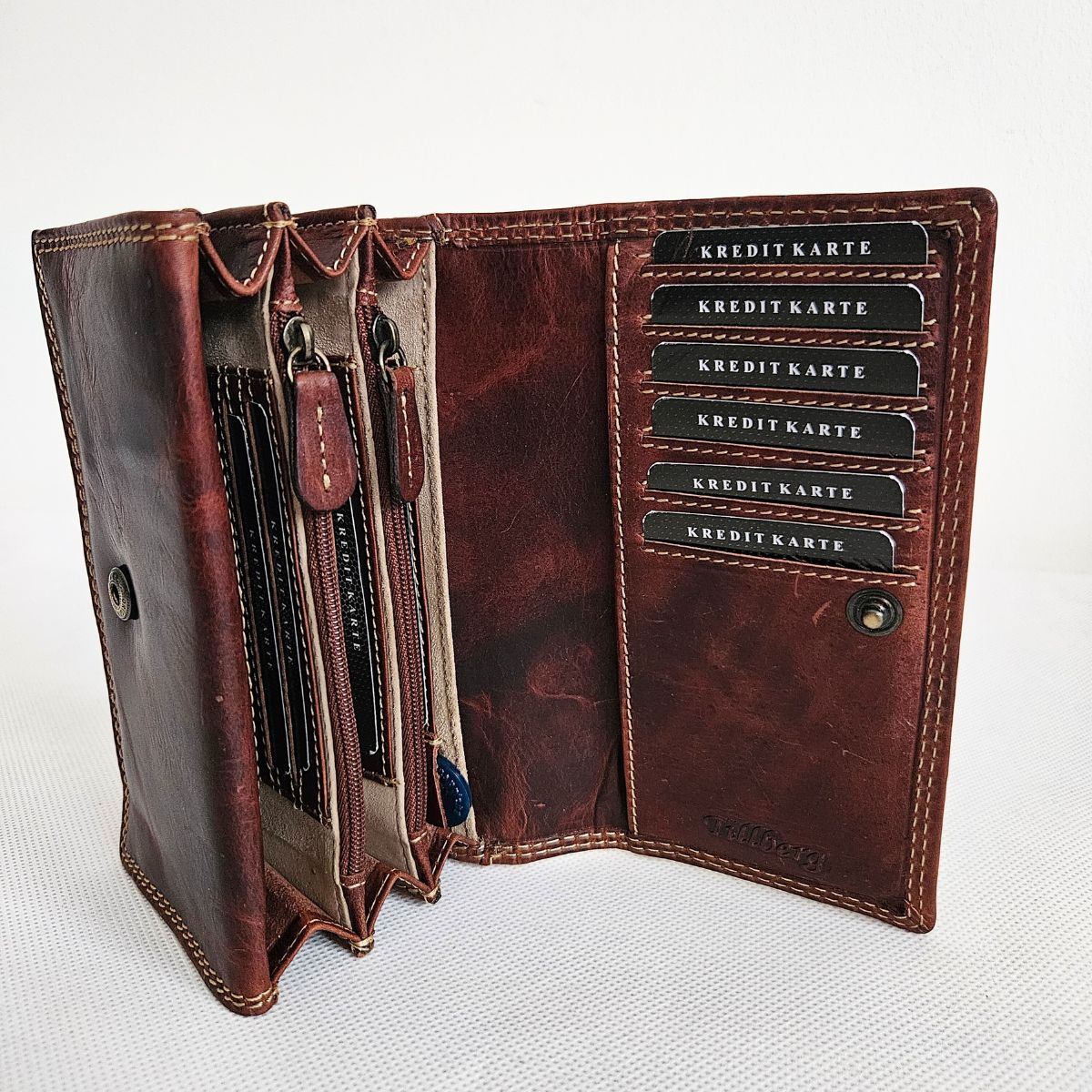 Tmavohnedá kožená peňaženka 7-TREE