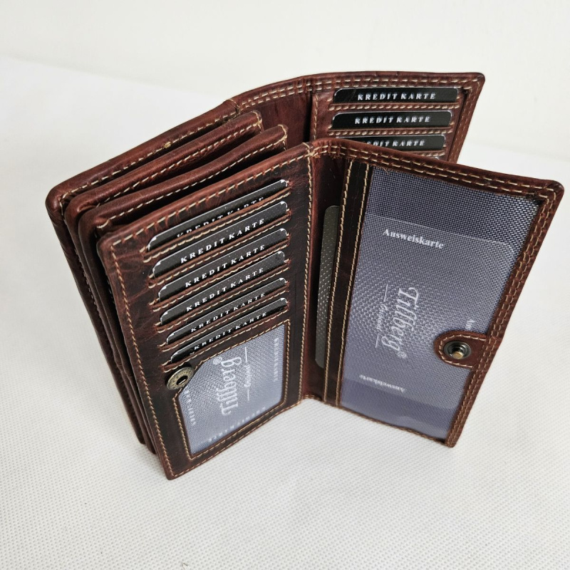 Tmavohnedá kožená peňaženka 7-TREE