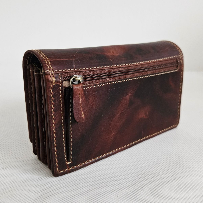 Tmavohnedá kožená peňaženka 7-TREE