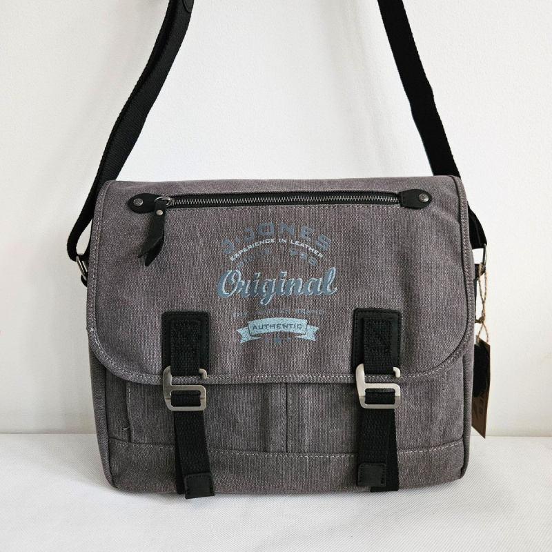 Plátená pánska šedá (sivá) taška na rameno. Cez plece, cez telo, crossbody.